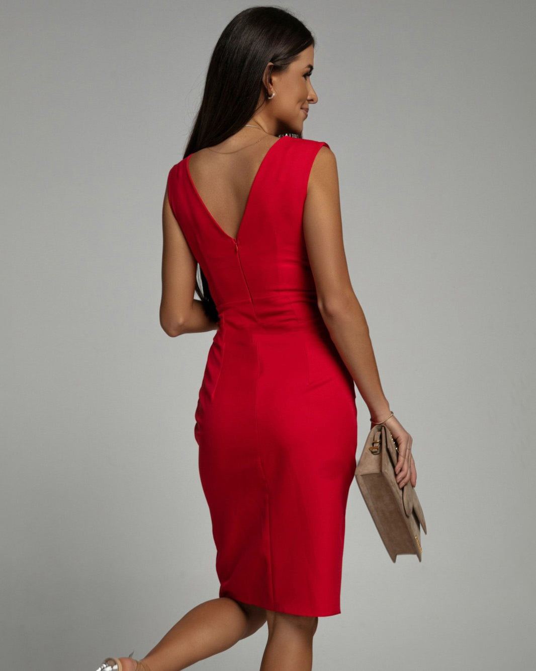 Valeria™ - Abito Attillato con Scollatura a V e Spacco