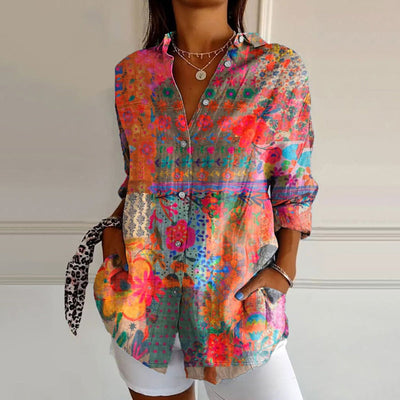 Joan™ - Blusa Vintage con Stampa Floreale