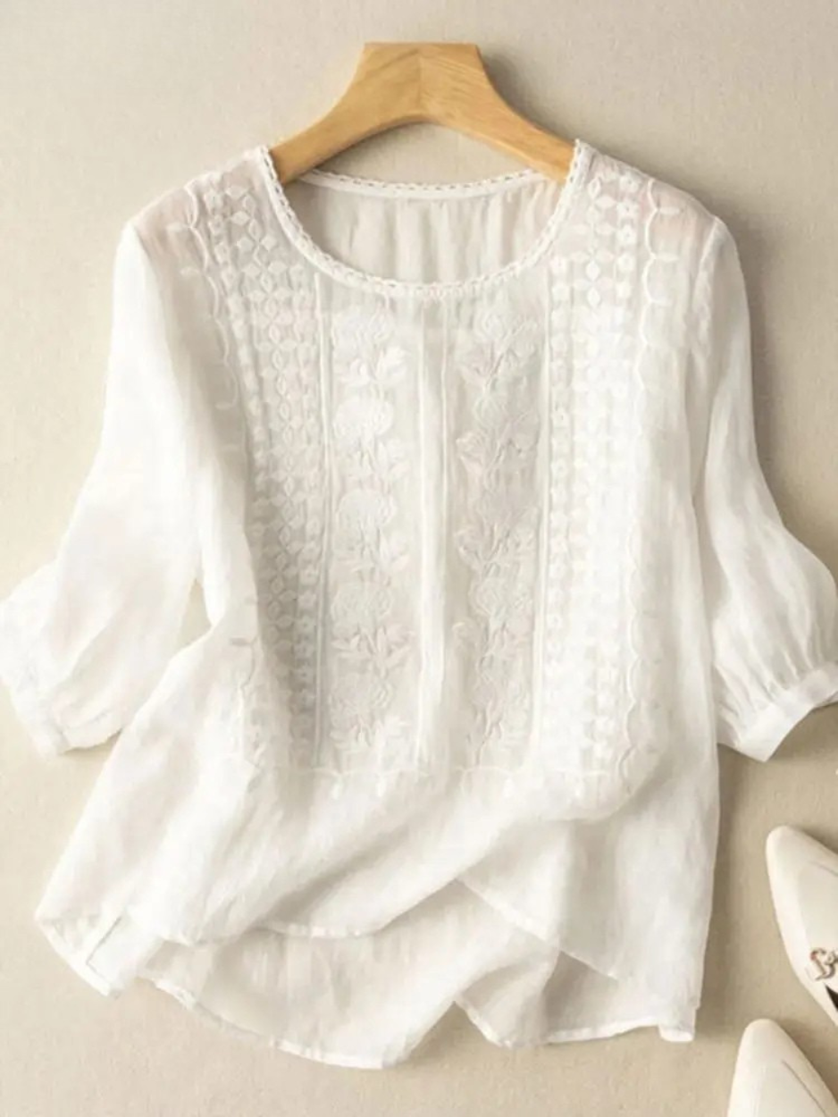 Firenze™ - Blusa Boho Ricamata in Cotone
