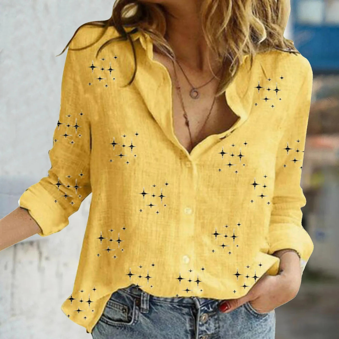 Luisa™ - Blusa in Cotone-Lino Ricamata
