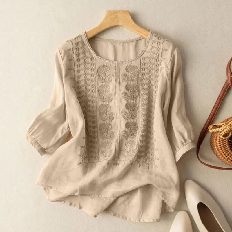 Firenze™ - Blusa Boho Ricamata in Cotone