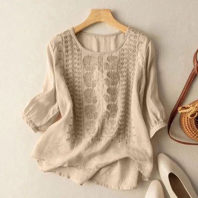 Firenze™ - Blusa Boho Ricamata in Cotone