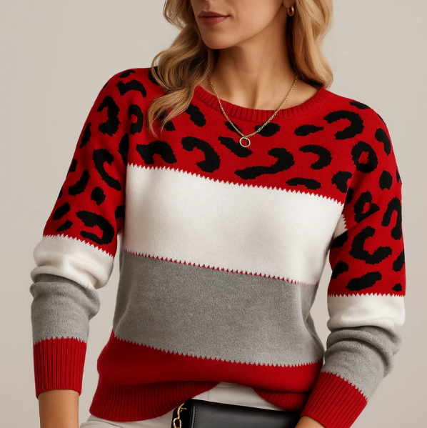 Giulia™ - Maglione Casual con Stampa Leopardata