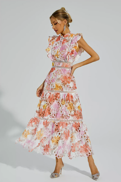 Maven™ - Vestito Maxi in Pizzo Floreale