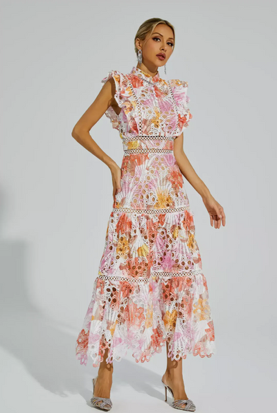 Maven™ - Vestito Maxi in Pizzo Floreale
