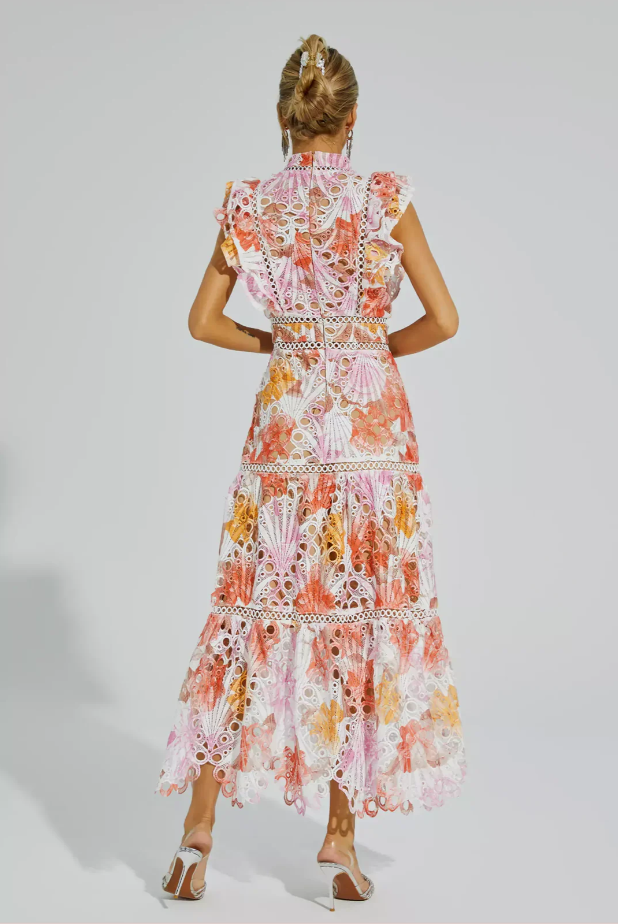 Maven™ - Vestito Maxi in Pizzo Floreale