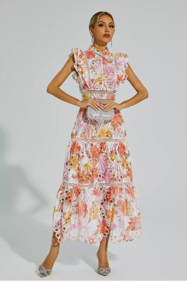 Maven™ - Vestito Maxi in Pizzo Floreale