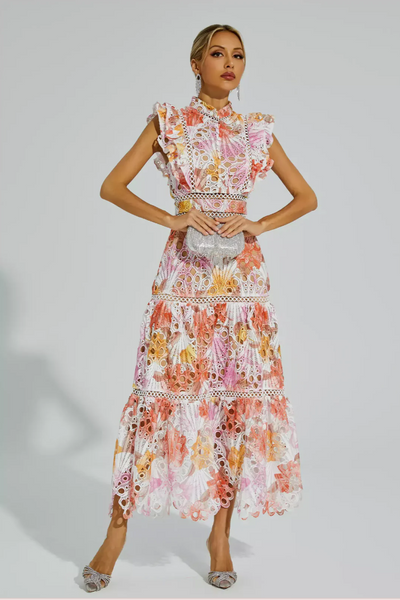 Maven™ - Vestito Maxi in Pizzo Floreale