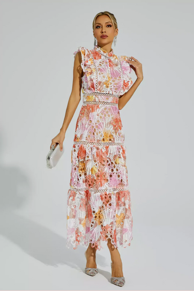 Maven™ - Vestito Maxi in Pizzo Floreale