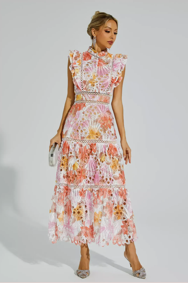 Maven™ - Vestito Maxi in Pizzo Floreale