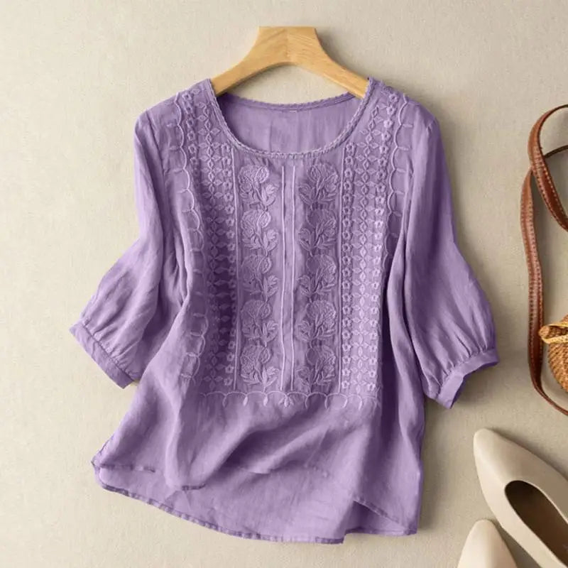 Firenze™ - Blusa Boho Ricamata in Cotone