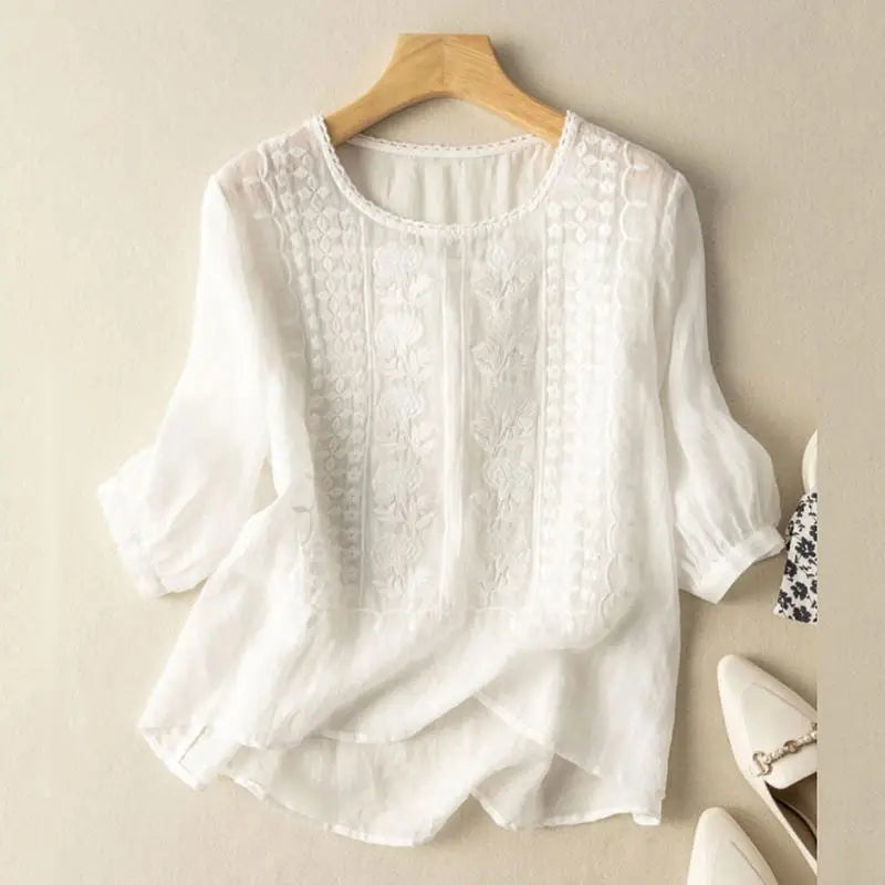 Firenze™ - Blusa Boho Ricamata in Cotone