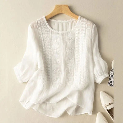 Firenze™ - Blusa Boho Ricamata in Cotone