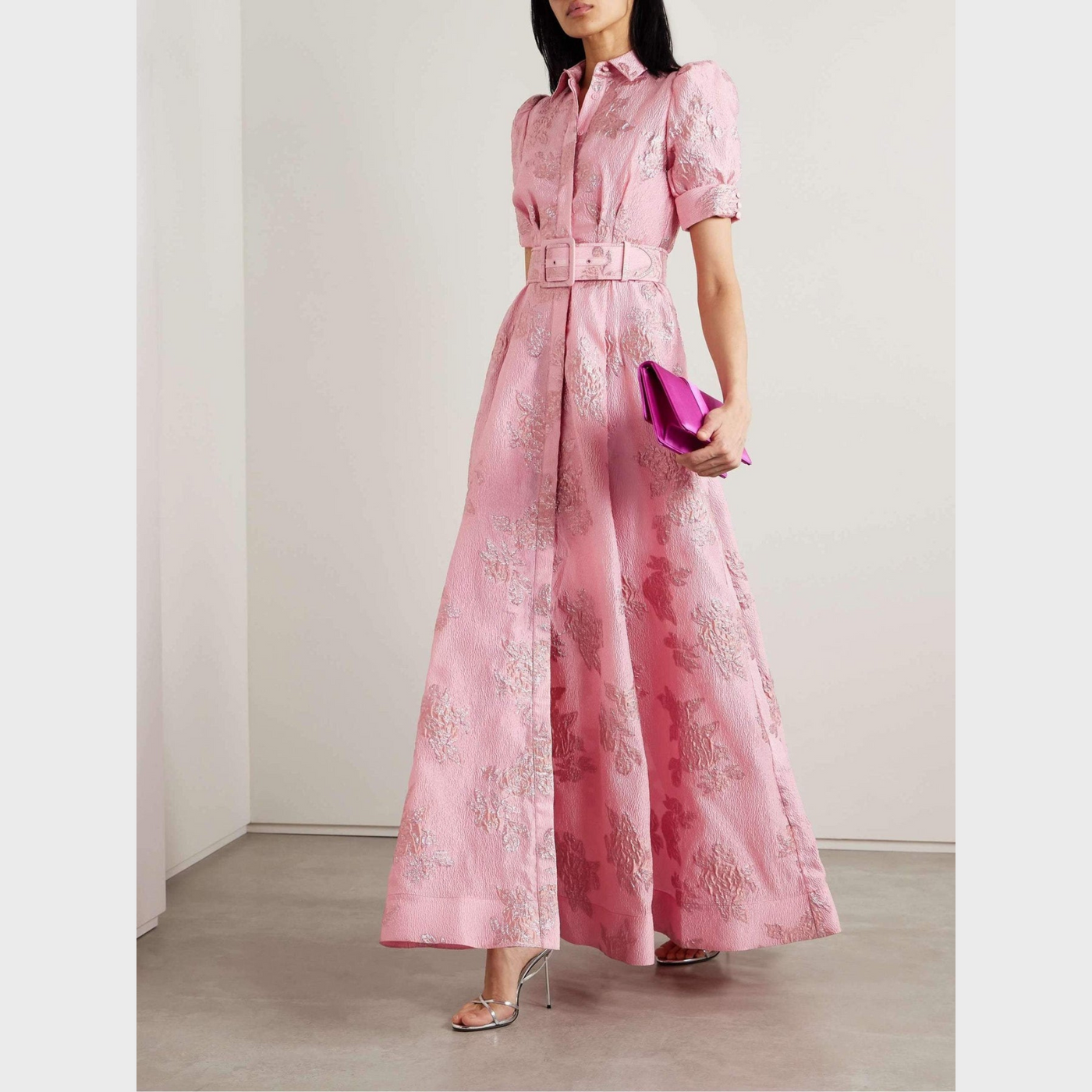 Assunta™ - Vestito Rosa con Maniche a Palloncino