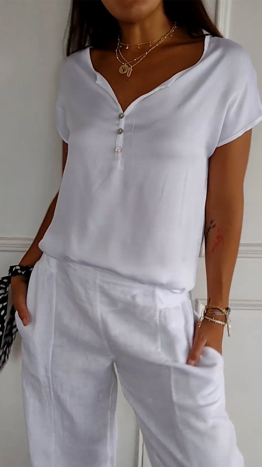 Marisa™ - T-shirt casual con scollo a V