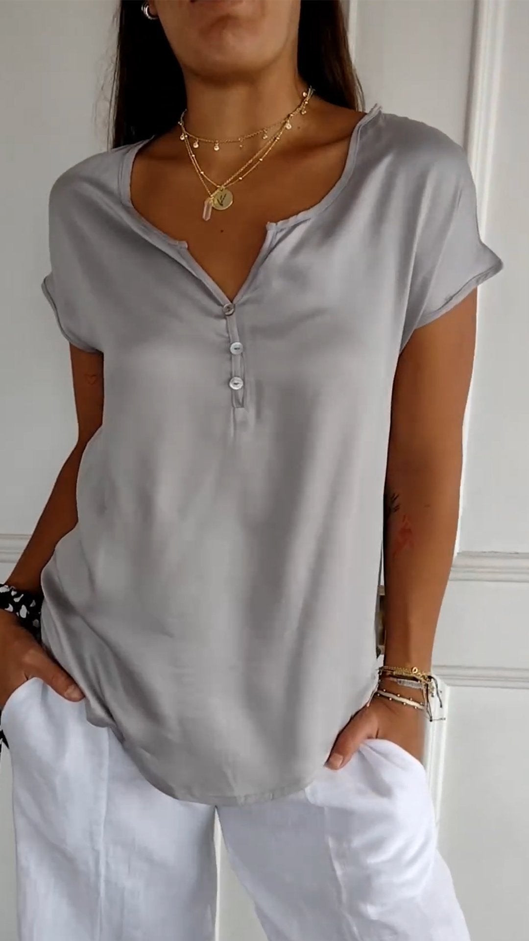 Marisa™ - T-shirt casual con scollo a V